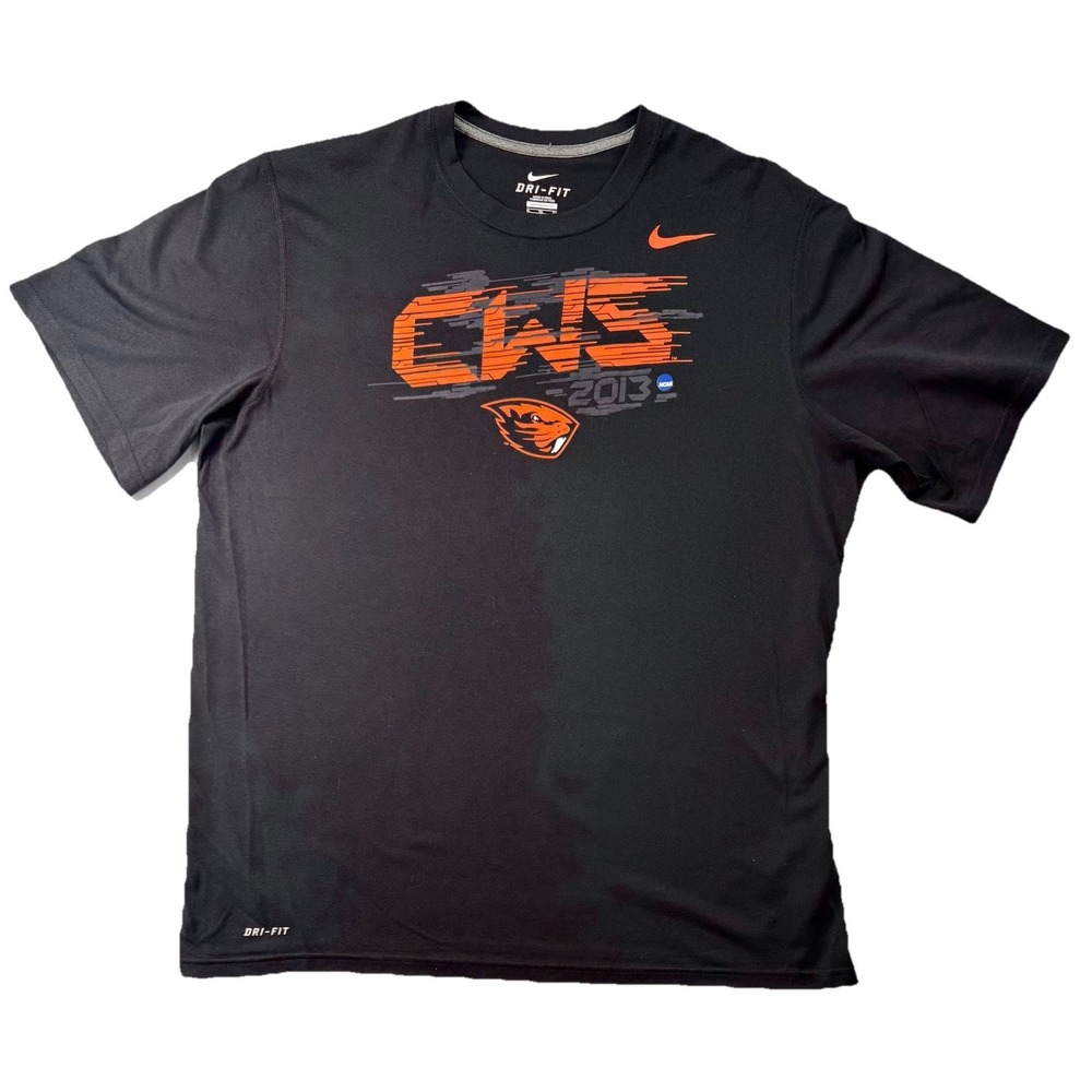 Nike Dri-Fit Oregon State Beavers NCAA CWS 2013 T-Shirt‎ Mens CL Black  EUC